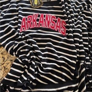 Arkansas Striped Black & White Crewneck Sweatshirt
